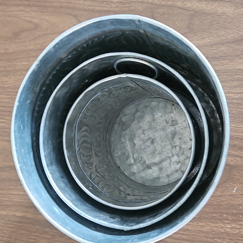Rustic Silver Embossed Metal Bins - Picture 3 of 4